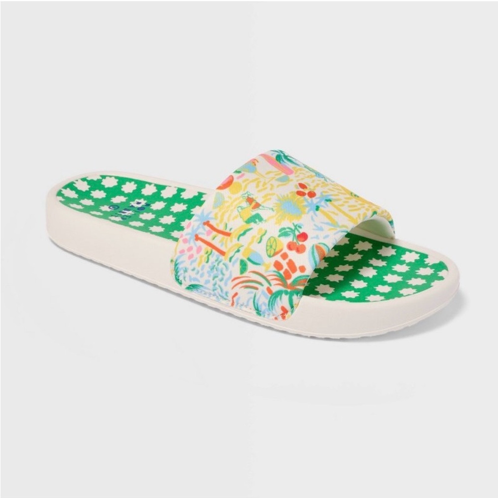 Roller Rabbit Star Patterned Green and White Slip… - image 3